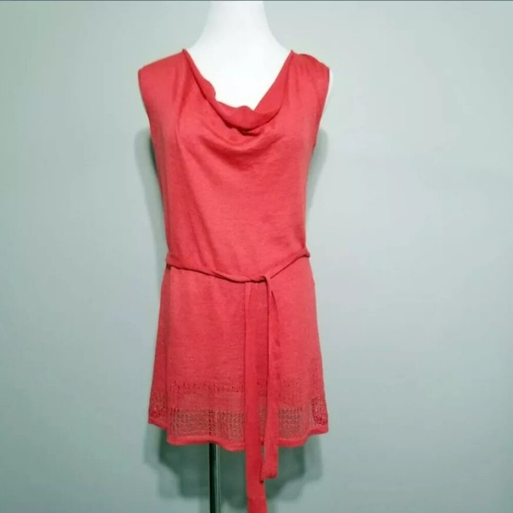 Elie Tahari Coral Linen Silk Burnout Draped Tunic Top - Size XS Womens